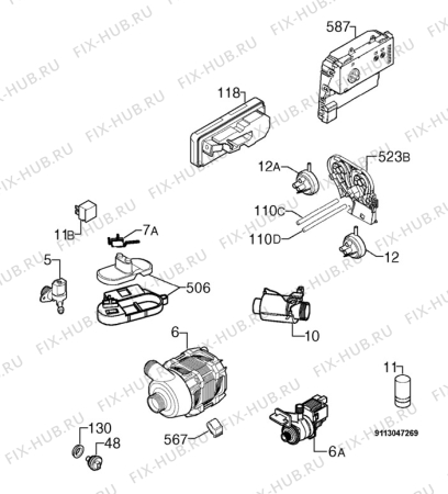 Взрыв-схема посудомоечной машины Privileg 00170795_11188 - Схема узла Electrical equipment 268